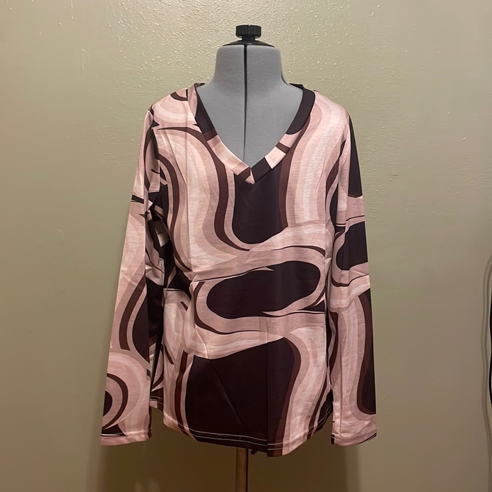 Women’s Size s Chicme Marble Print Long Sleeve Top